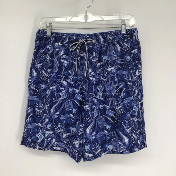Peter Millar Men’s NWOT Seaside Swim Trunks Lined Blue Cocktails Size M - Picture 2 of 10